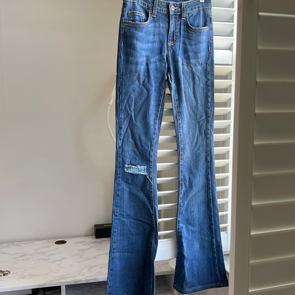 Mid rise skinny flare jeans